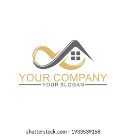 simple infinity home logo design