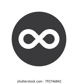 Simple infinity icon - flat round grey