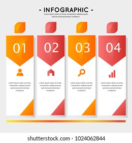 simple info graphic element with colorful orange red