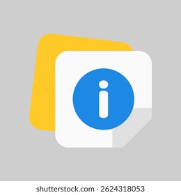 Simple info icon badge symbolizing help or data, useful for web interfaces, apps, and informational signage.