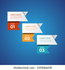 Simple infographic with 3 elements. Can be used for workflow layout, diagram, annual report, web design, flow chart and presentation. 3 options, parts, steps, processes in origami and flat style