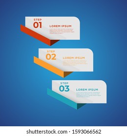Simple infographic with 3 elements. Can be used for workflow layout, diagram, annual report, web design, flow chart and presentation. 3 options, parts, steps, processes in origami and flat style