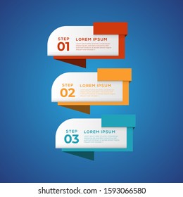 Simple infographic with 3 elements. Can be used for workflow layout, diagram, annual report, web design, flow chart and presentation. 3 options, parts, steps, processes in origami and flat style