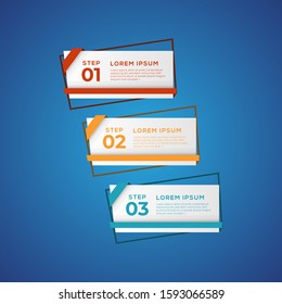 Simple infographic with 3 elements. Can be used for workflow layout, diagram, annual report, web design, flow chart and presentation. 3 options, parts, steps, processes in origami and flat style