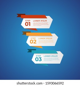 Simple infographic with 3 elements. Can be used for workflow layout, diagram, annual report, web design, flow chart and presentation. 3 options, parts, steps, processes in origami and flat style