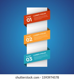 Simple infographic with 3 elements. Can be used for workflow layout, diagram, annual report, web design, flow chart and presentation. 3 options, parts, steps, processes in origami and flat style