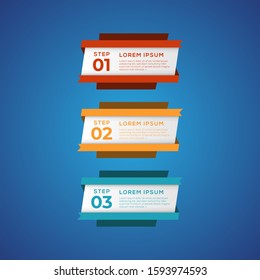 Simple infographic with 3 elements. Can be used for workflow layout, diagram, annual report, web design, flow chart and presentation. 3 options, parts, steps, processes in origami and flat style