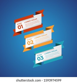 Simple infographic with 3 elements. Can be used for workflow layout, diagram, annual report, web design, flow chart and presentation. 3 options, parts, steps, processes in origami and flat style