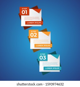 Simple infographic with 3 elements. Can be used for workflow layout, diagram, annual report, web design, flow chart and presentation. 3 options, parts, steps, processes in origami and flat style