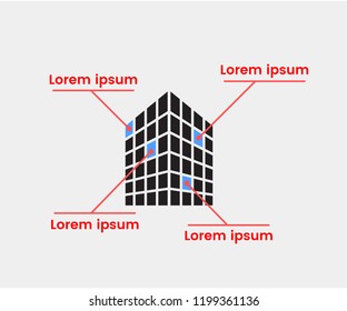 Simple infographic with abstract building