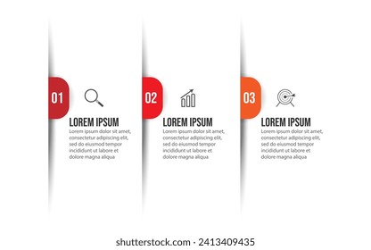 Simple infographic business with 3 parts or steps, there are icons, text, numbers. Can be used for presentation banners, workflow layouts, process diagrams, flow charts, infographics, your business pr