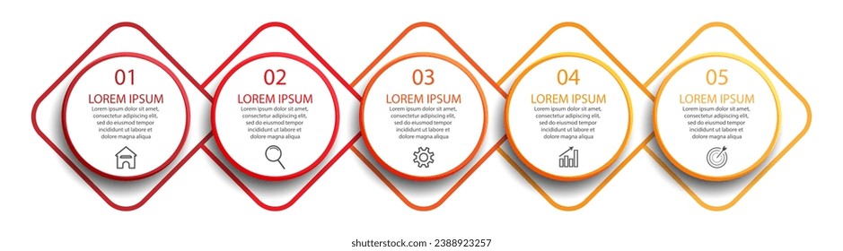 einfache Infografik-Business-Vektorgrafik mit 5 miteinander verbundenen Teilen und Optionen mit Farblinien, Symbolen, Text, Zahlen, Optionen.
gut für Ihr Unternehmen