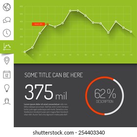 Simple Infographic Dashboard Template With Flat Design Graphs And Charts - Green Version