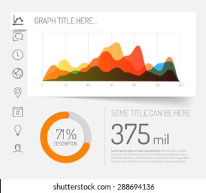 Simple infographic dashboard template with flat design graphs and charts - light version