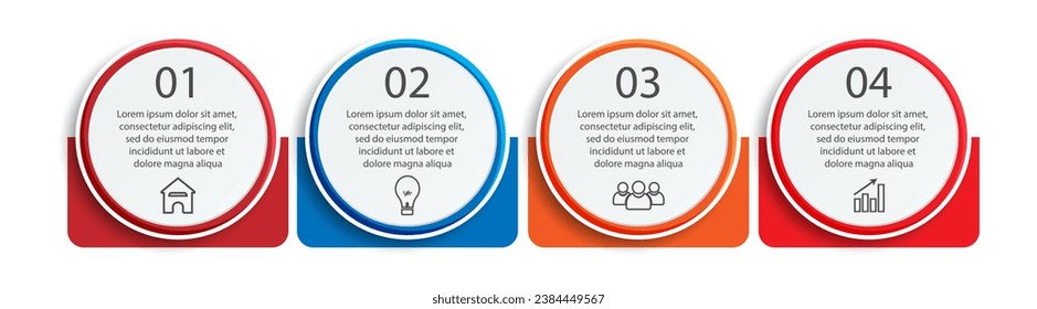 simple infographic design, 4 step infographics that are interconnected with icons, symbols, text combined with harmonious colors, good for your business presentation