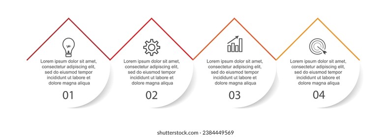 simple infographic design, 4 step infographics that are interconnected with icons, symbols, text combined with harmonious colors, good for your business presentation