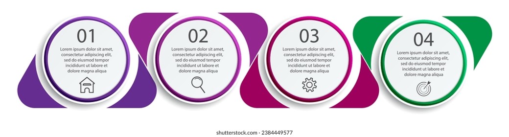 simple infographic design, 4 step infographics that are interconnected with icons, symbols, text combined with harmonious colors, good for your business presentation