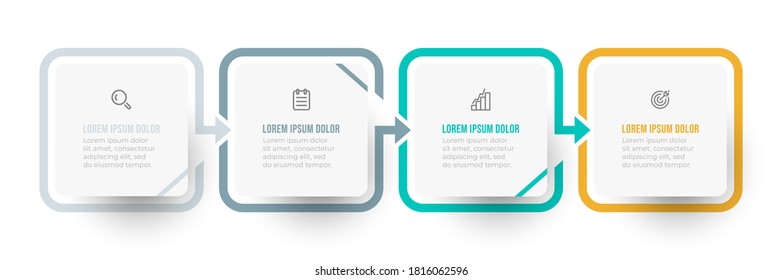 Simple infographic design with arrow and icon. Business concept with 4 options or steps.