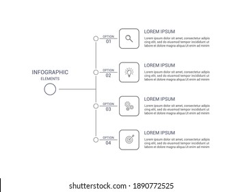Simple infographic design in gray tone. Business data visualization. 4 steps infographic design template with icons. Process diagram, workflow, flow chart.	