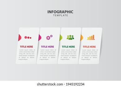 Simple infographic design template. Four paper white overlapping arrows placed in horizontal row. Concept of  business development. vector illustration.