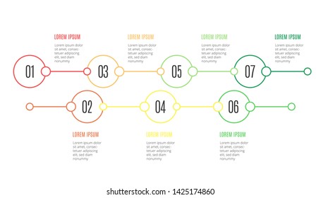 Simple infographic design template with icons and 7 options or steps. Can be used for process diagram, presentations, workflow layout, banner, flow chart, info graph.- Vector