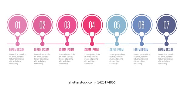 Simple infographic design template with icons and 7 options or steps. Can be used for process diagram, presentations, workflow layout, banner, flow chart, info graph.- Vector