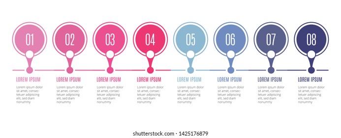 Simple infographic design template with icons and 8 options or steps. Can be used for process diagram, presentations, workflow layout, banner, flow chart, info graph.- Vector
