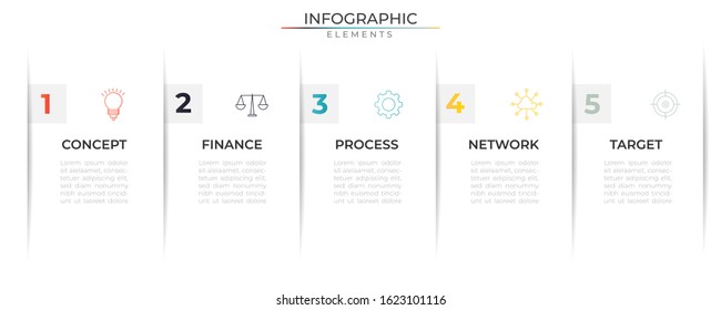 Simple infographic design template with icons and shadow elements. Vector for company or corporate business project and presentation. Eps 10
