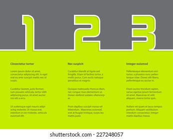 Simple infographic design with white grades on green gray background