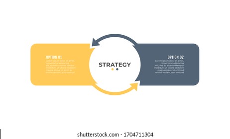 Simple infographic elements for presentation. Business concept with 2 nmber options, steps, arrows. Vector template.