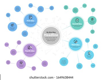 Simple infographic for mind map chart template with place for your description. Easy to use for your design or presentation.