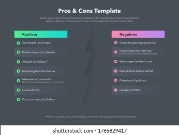 Simple Infographic Pros Cons Place Your Stock Vector (Royalty Free ...