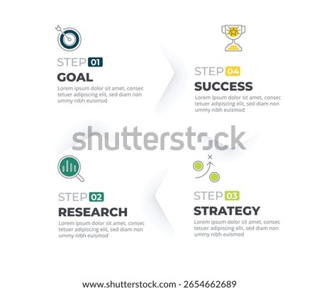 Simple infographic shadow arrow papercut style.