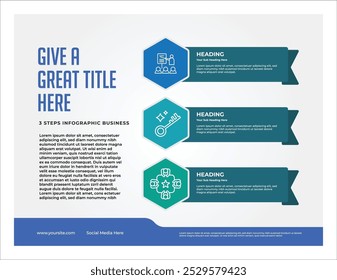 Plantilla infográfica simple con 3 pasos para iniciar un negocio, Vector abstracto 3 d elementos geométricos infográficos