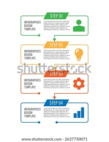 Simple infographic template. Four steps or processes with business icons and space for data.