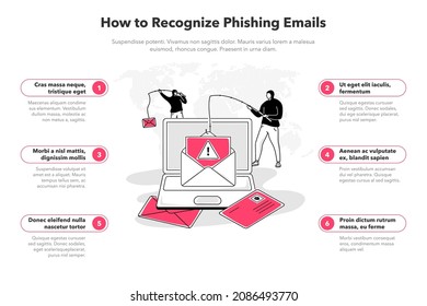 Simple Infographic Template For How To Recognize Phishing Emails. Easy To Use For Your Website Or Presentation.