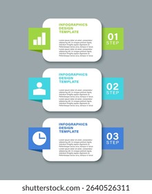 Simple infographic template for three steps or processes. Vertical infographic layout for presentation slides