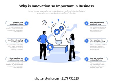 Simple infographic template for why is innovation so important in business.