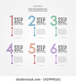 Simple infographic thin line design with 6 options or steps. Infographics for business concept. Can be used for presentations banner, workflow layout, process diagram, flow chart, info graph.- Vector