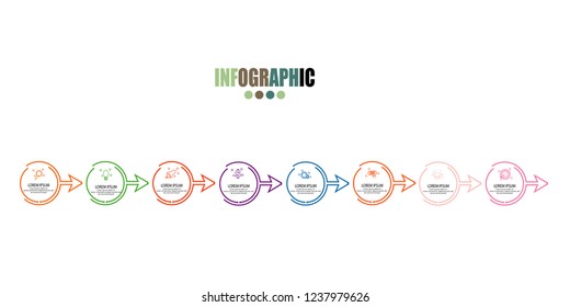 simple infographic timeline with circle and arrow design