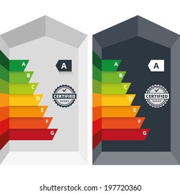 Simple infographic vector illustration of energy efficiency classification certificate class. Suitable for house, building, home appliances or electronic devices.