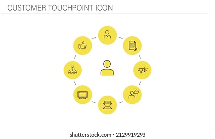 Simple infographic,customer touchpoint image icon,yellow and gray color,vector illustration