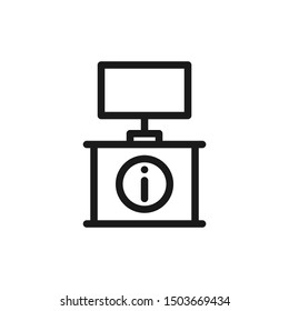 Simple information icons with desk and computer in line style design on white background. Suitable for help, support, user interface and website app. Pixel Perfect 48x48. Vector Illustration EPS 10.