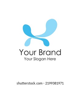 simple initial blue fresh water logo premium