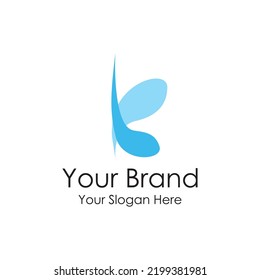 simple initial blue fresh water logo premium