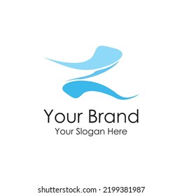 simple initial blue fresh water logo premium