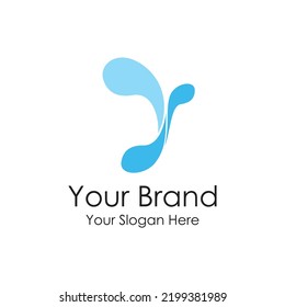 simple initial blue fresh water logo premium