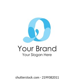 simple initial blue fresh water logo premium