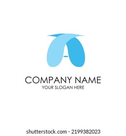 simple initial blue fresh water logo premium