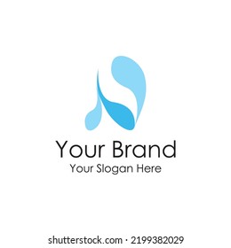 simple initial blue fresh water logo premium